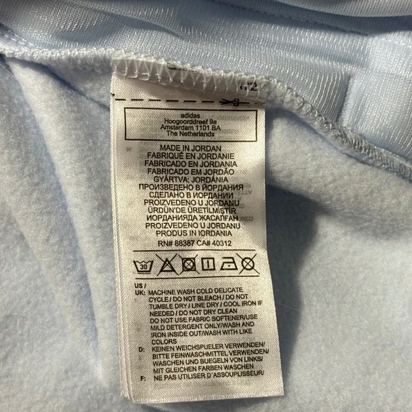 Adidas Womens Light Blue Embossed Logo Pullover Hoodie Size L NWT - Picture 7 of 12